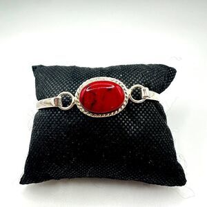 Sterling silver and red jasper hinge bracelet!
